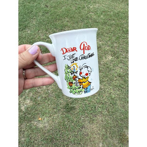 Dear God Mug Cup 'I Just Love Christmas' 2007 Genmert Inc Fun Collectible 8 oz.